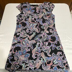 Liz Claiborne Capped Sleeves Sheath 14 Paisley Multicolor Dress